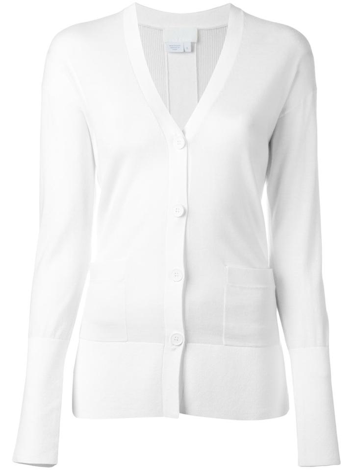 Dkny - Split Back Cardigan - Women - Nylon/spandex/elastane/merino - S, Women's, White, Nylon/spandex/elastane/merino