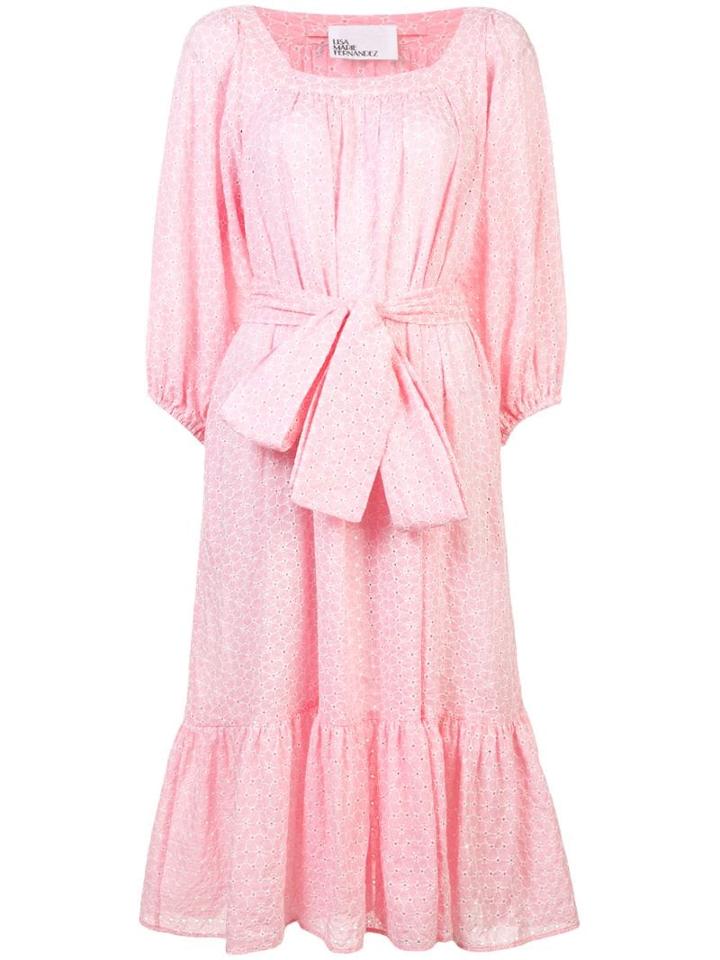 Lisa Marie Fernandez Tie Waist Tiered Dress - Pink