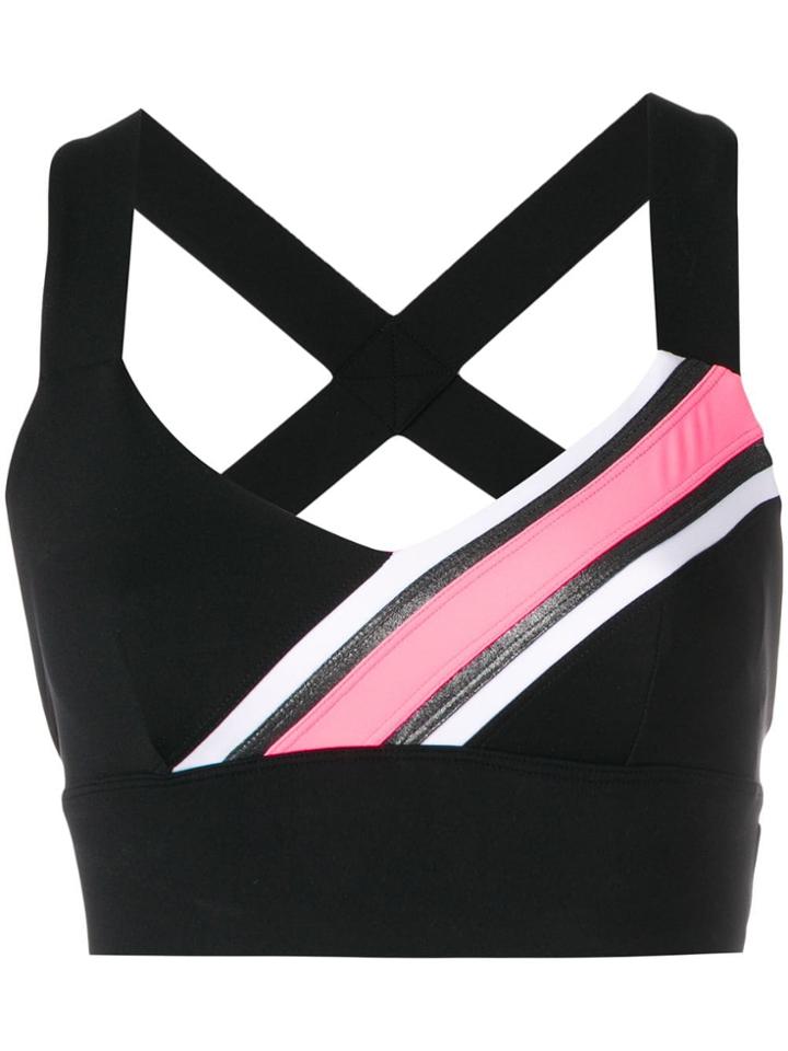 No Ka' Oi Stripe Detail Sports Bra - Black