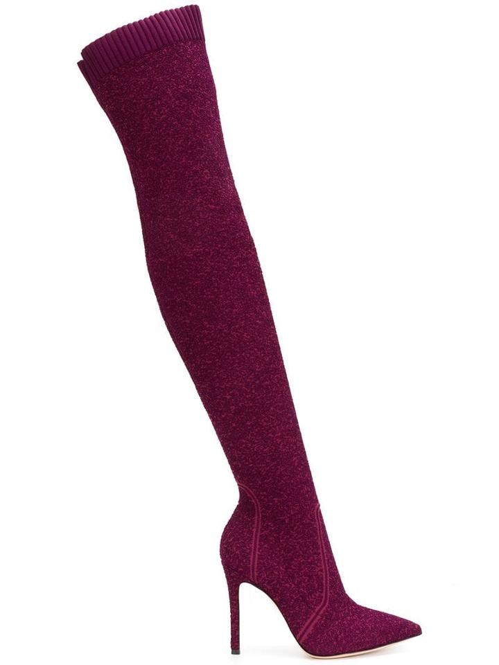Gianvito Rossi Fiona Bouclé-knit Boots - Pink
