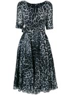 Samantha Sung Leopard Print Flared Dress - Black