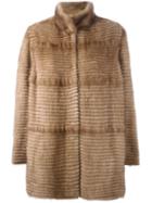 Liska Cashmere Stand Up Collar Coat, Women's, Size: Medium, Nude/neutrals, Mink Fur/cashmere