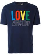 Love Moschino Logo Print T-shirt, Men's, Size: Large, Blue, Cotton
