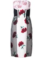 Oscar De La Renta Paneled Floral Print Dress