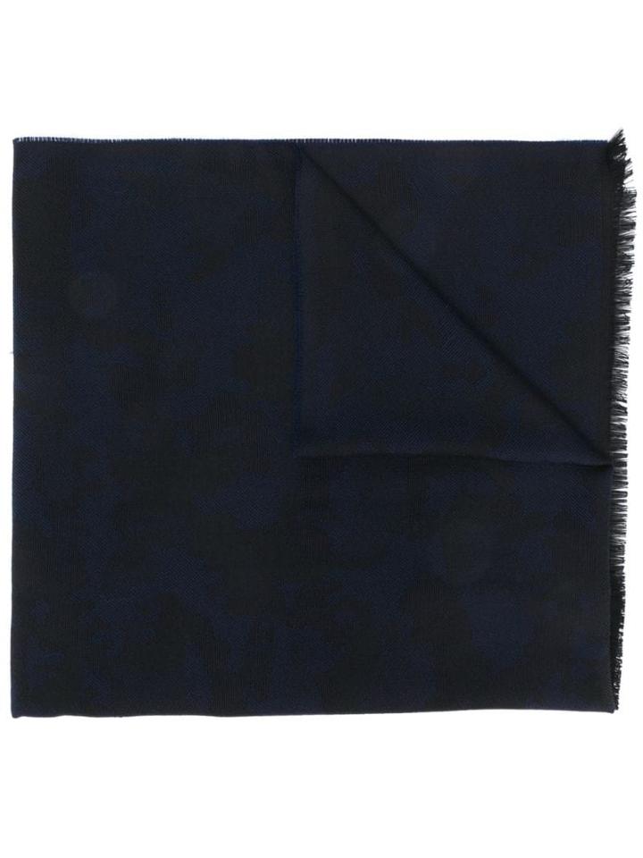Z Zegna Frayed Embroidered Scarf - Blue