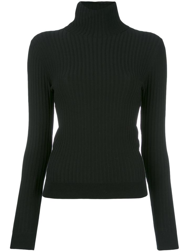 Acne Studios Ribbed Trim Roll Neck Jumper, Women's, Size: Medium, Black, Cotton/nylon