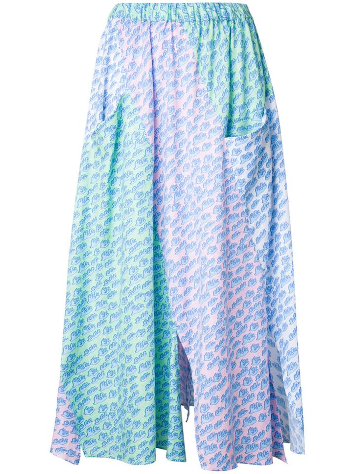 Julien David Wave Print Pleated Skirt - Multicolour