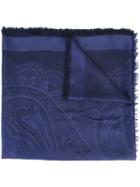 Etro Paisley Pattern Scarf, Women's, Blue, Silk/wool