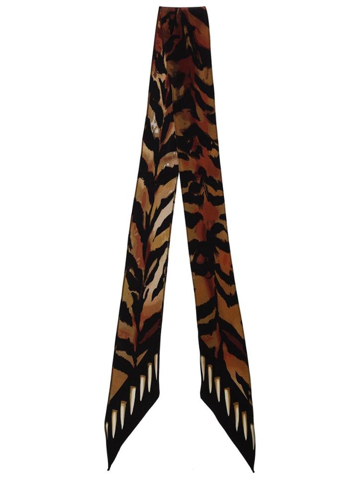 Rockins Tiger Print Skinny Scarf - Brown