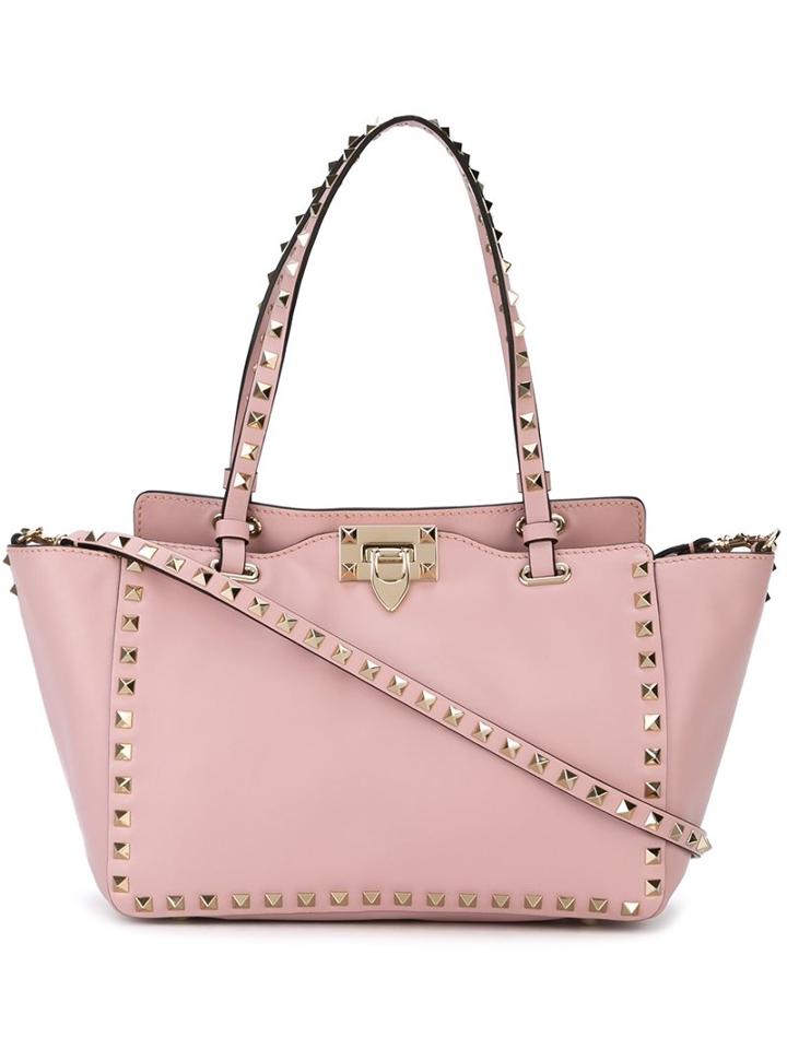 Valentino Valentino Garavani 'rockstud' Trapeze Tote, Women's, Pink/purple, Calf Leather