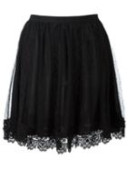 Red Valentino Tulle Overlay Straight Skirt, Women's, Size: 40, Black, Polyester/cotton