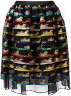 Mary Katrantzou Tiger Print Algernon Skirt, Women's, Size: 12, Black, Polyester/silk