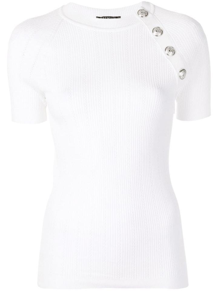Balmain Button Detail Top - White
