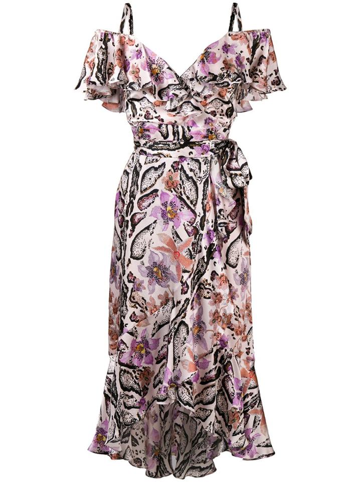 Temperley London Floral Print Asymmetric Hem Dress - Pink & Purple