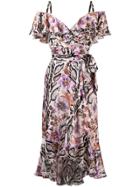 Temperley London Floral Print Asymmetric Hem Dress - Pink & Purple