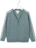Bellerose Kids - Striped Sleeve Cardigan - Kids - Acrylic/viscose/angora/polyamide - 8 Yrs, Blue