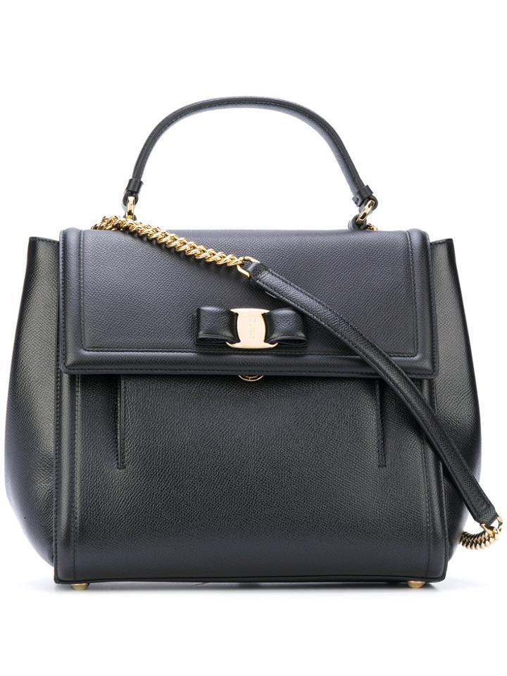 Salvatore Ferragamo Medium Vara Top Handle Bag - Black