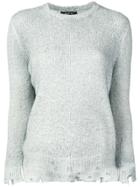 Avant Toi Distressed Brushed Sweater - Grey
