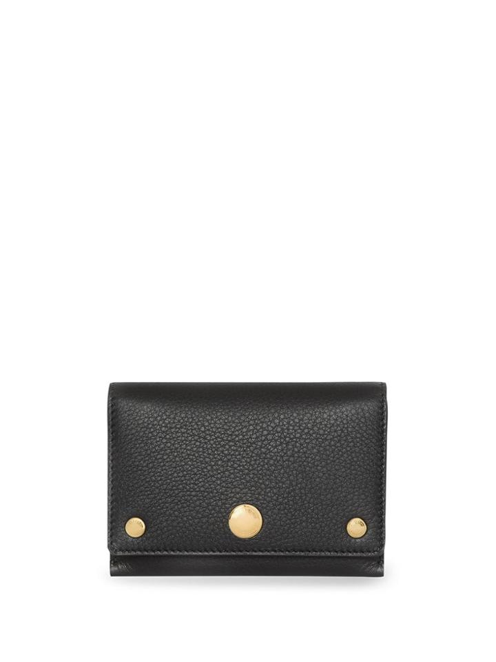 Burberry Triple Stud Leather Folding Wallet - Black