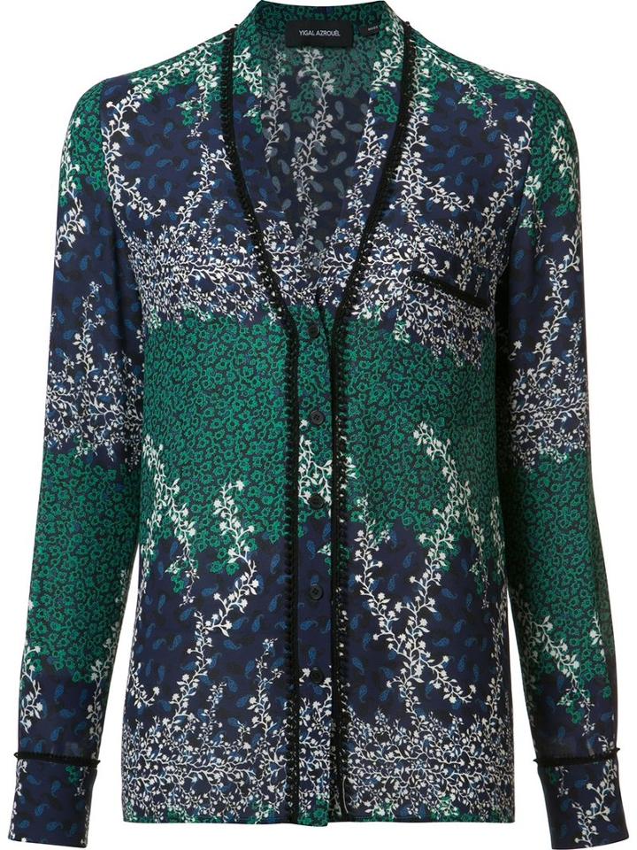 Yigal Azrouel Ivy Trellis Blouse, Women's, Size: 6, Blue, Polyester/spandex/elastane