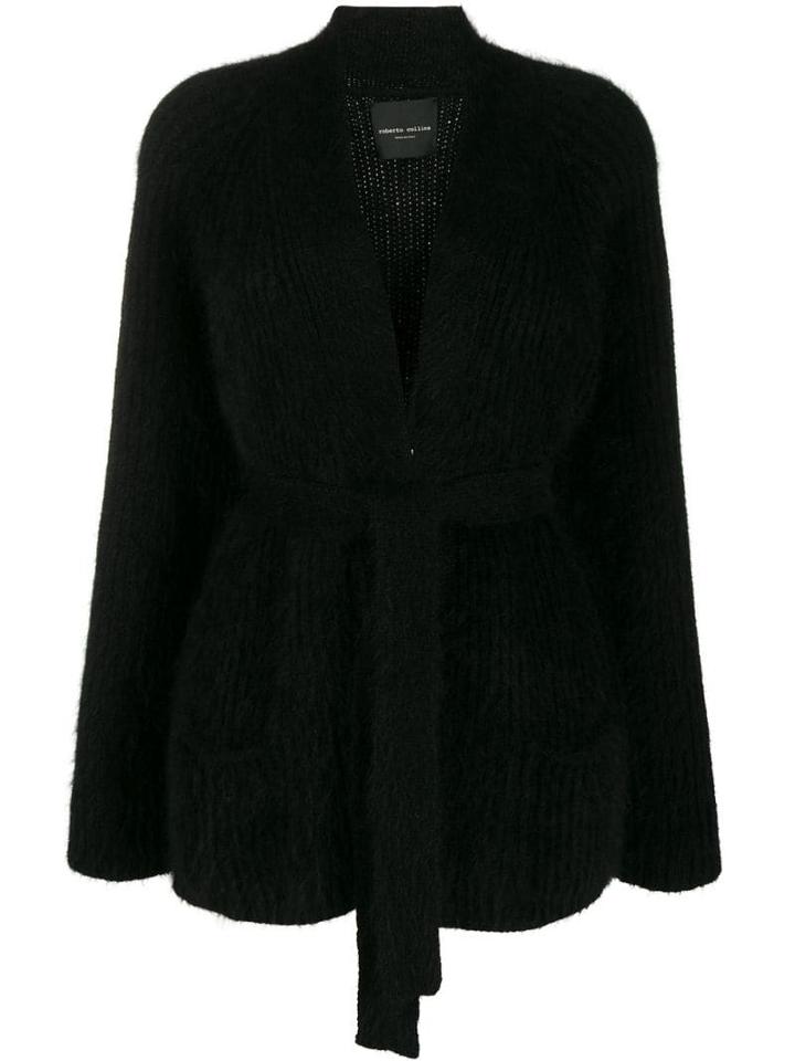 Roberto Collina Wrap Front Cardigan - Black