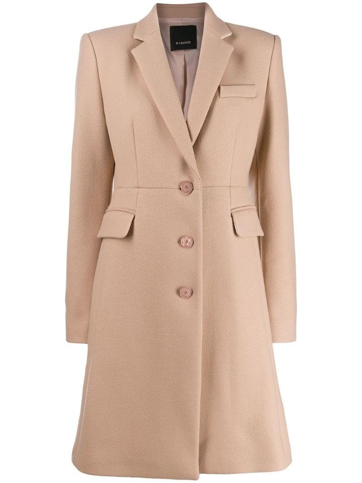 Pinko Single Breasted Coat - Neutrals