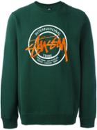 Stussy Embroidered Logo Sweatshirt, Men's, Size: Large, Green, Cotton/polyester