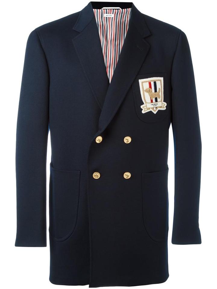 Thom Browne Double Breasted Blazer, Men's, Size: 3, Blue, Wool/cupro