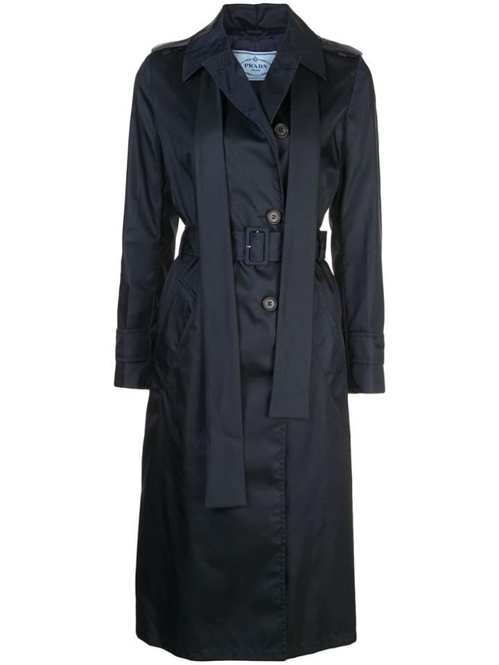 Prada Double Breasted Belted Trench - Black