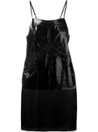 Mm6 Maison Margiela Vinyl Panel Dress, Women's, Size: 42, Black, Modal/cupro/viscose
