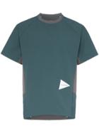 And Wander Hybrid Contrast Panel Breathable T-shirt - Green
