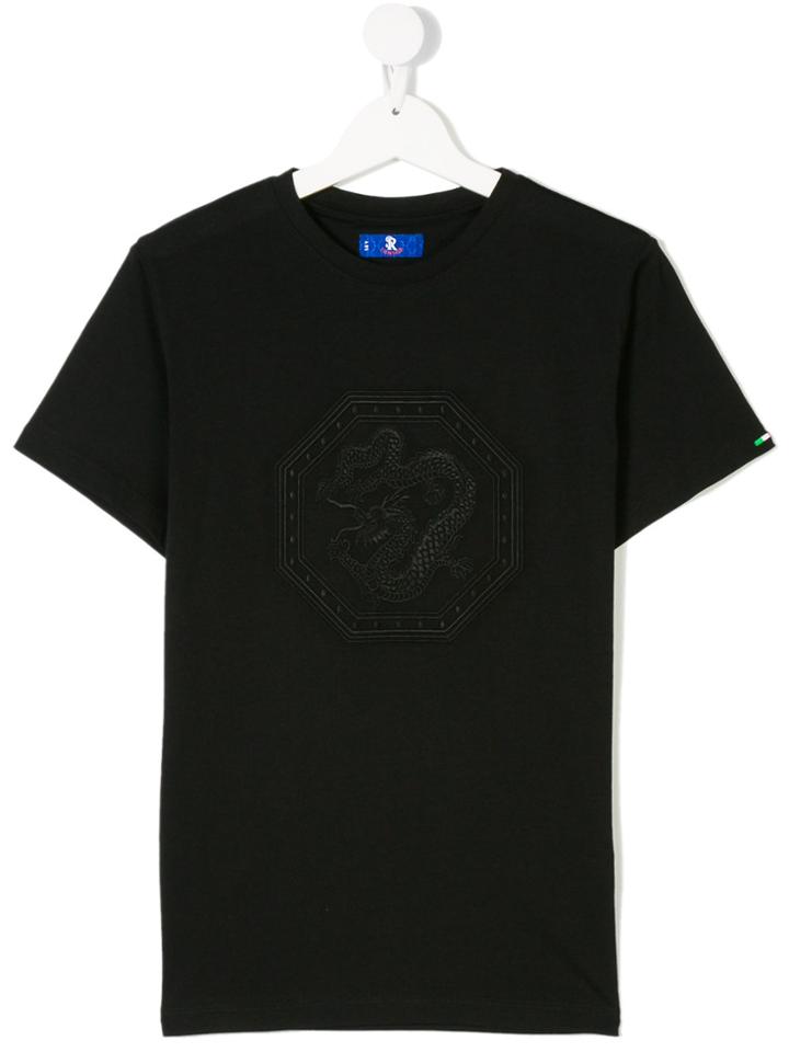 Stefano Ricci Kids Teen Dragon Motif T-shirt - Black