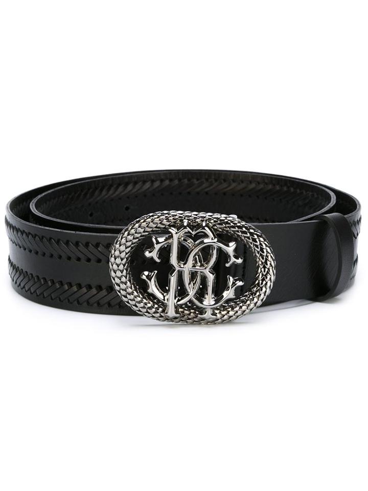 Roberto Cavalli Braided Logo Buckle Belt