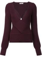 Tome Cut-off Detailing V-neck Blouse, Women's, Size: Large, Pink/purple, Wool