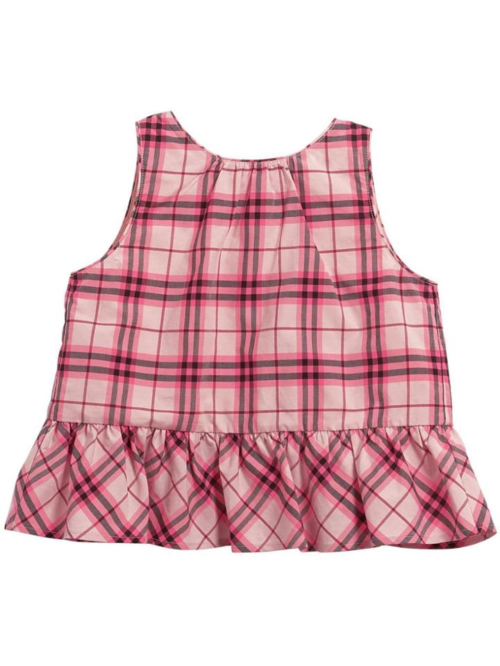 Burberry Kids Ruffle Detail Check Cotton Top - Pink