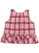 Burberry Kids Ruffle Detail Check Cotton Top - Pink