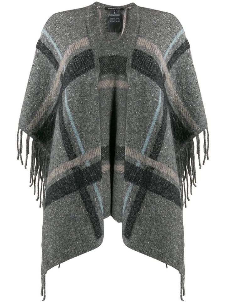 Luisa Cerano Checkered Poncho - Grey