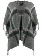 Luisa Cerano Checkered Poncho - Grey