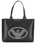 Emporio Armani Studded Logo Shopper Tote - Black