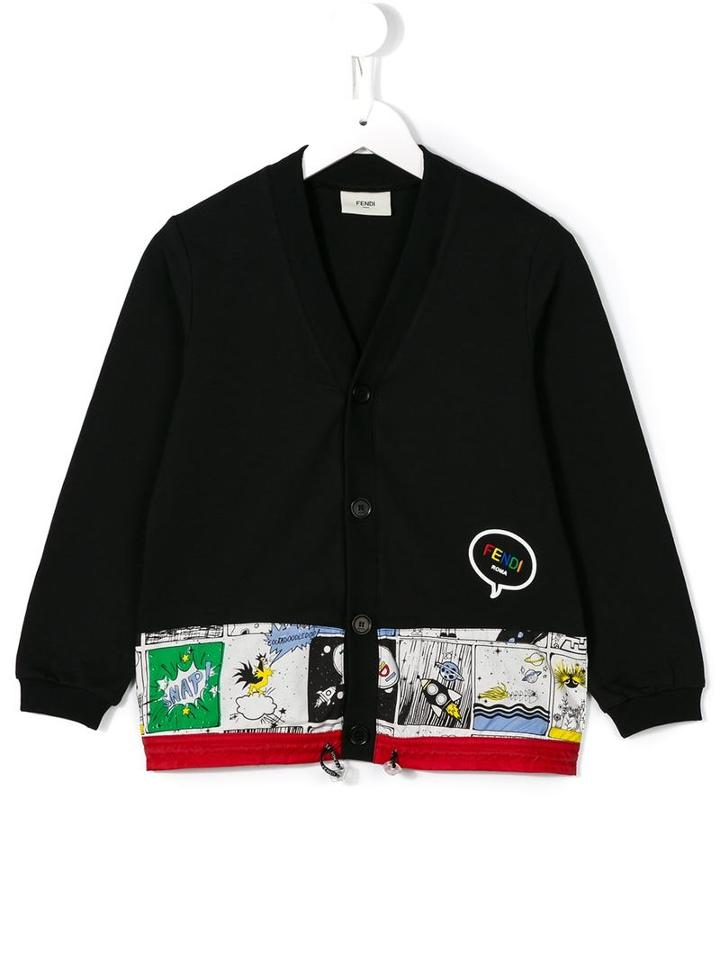 Fendi Kids Monster Space Cardigan, Toddler Boy's, Size: 5 Yrs, Black