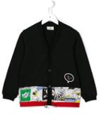 Fendi Kids Monster Space Cardigan, Toddler Boy's, Size: 5 Yrs, Black