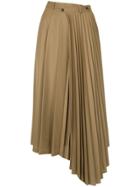 Le Ciel Bleu Asymmetric Pleated Skirt - Brown