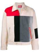 Diesel Red Tag Colour Block Bomber Jacket - Neutrals