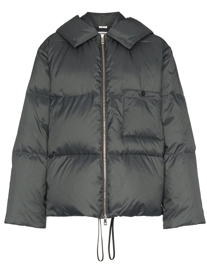 Jil Sander Long Sleeve Hooded Puffer Jacket - Grey