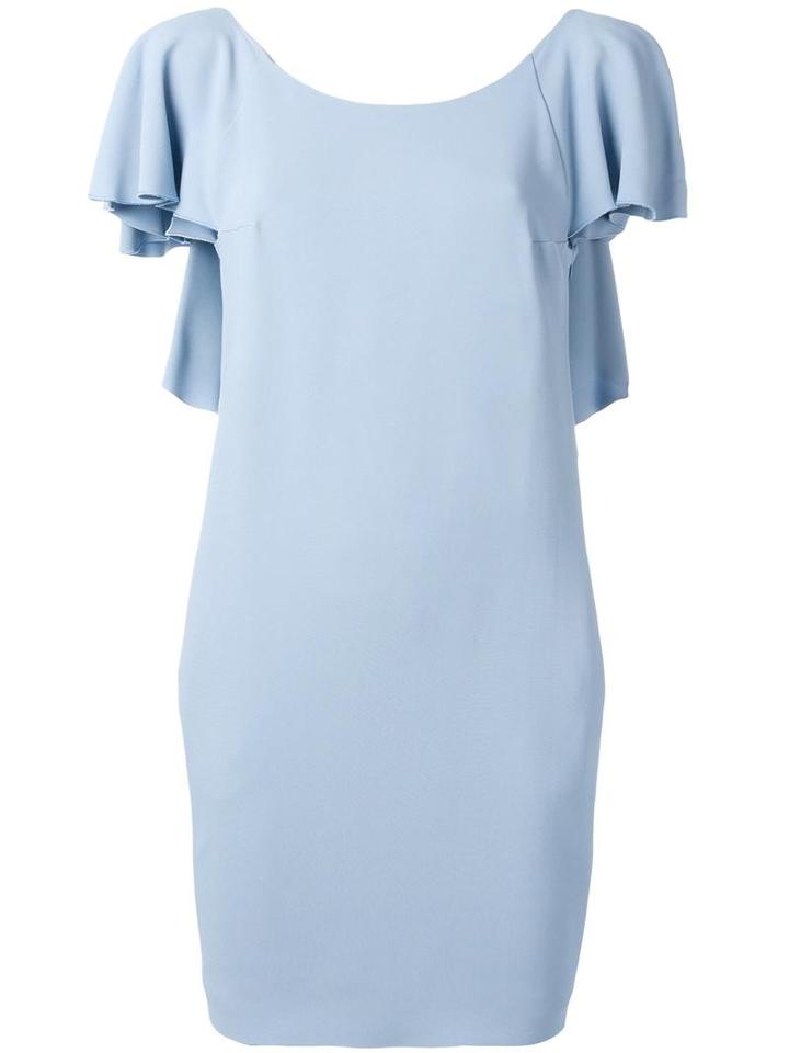 Dondup Open Ruffled Back Dress, Women's, Size: 42, Blue, Viscose/acetate/cupro/spandex/elastane