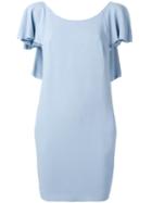 Dondup Open Ruffled Back Dress, Women's, Size: 42, Blue, Viscose/acetate/cupro/spandex/elastane