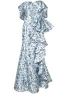 Badgley Mischka Off-the-shoulder Ruffle Gown - Blue