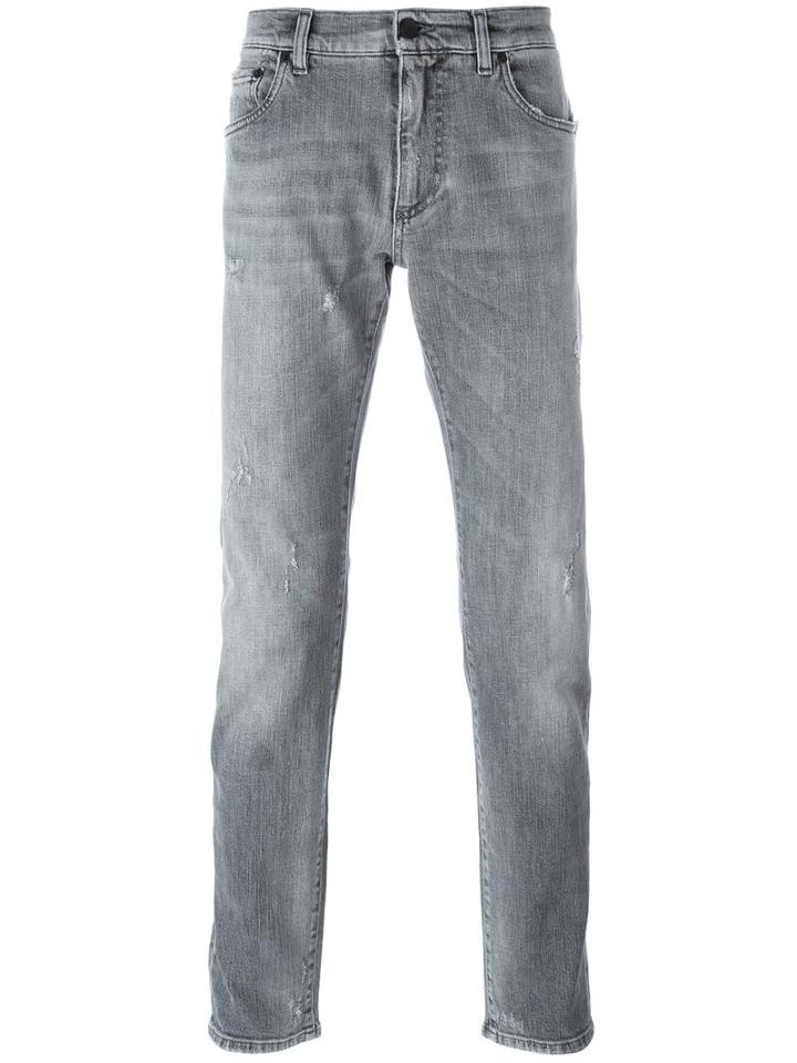 Dolce & Gabbana Straight Leg Jeans, Men's, Size: 50, Grey, Cotton/spandex/elastane