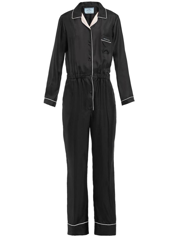 Prada Silk Logo Jumpsuit - Black