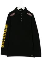 Diesel Kids Slogan Long-sleeve Polo Top - Black
